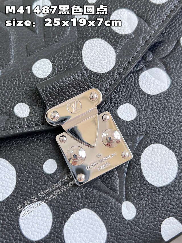 LV專櫃2023新款LV x YK Pochette Métis手袋 M41487黑色圓點 路易威登單肩斜挎女包 dn1371